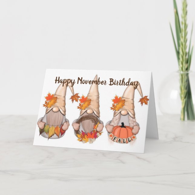 CARTE GNOMES DIT "HEUREUX ANNIVERSAIRE DE NOVEMBRE" (Devant)