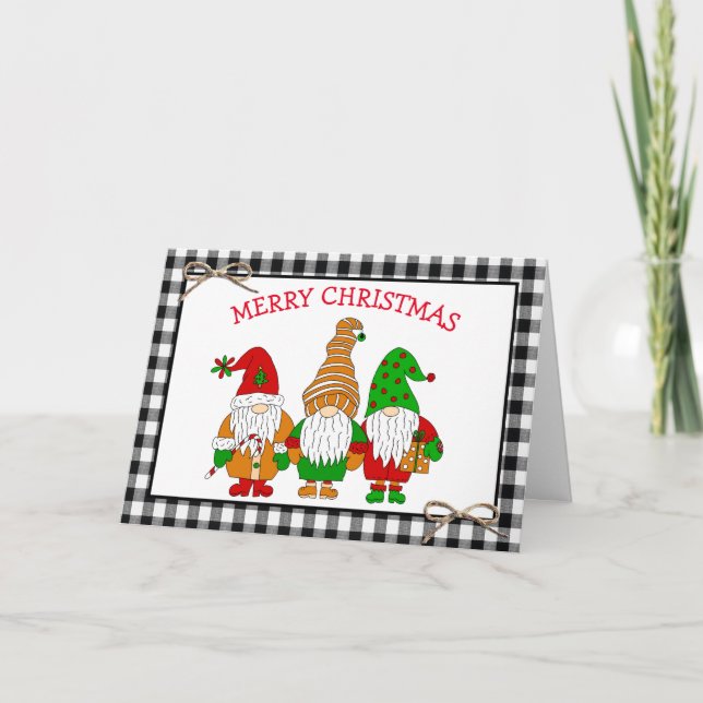 Carte Gnomes Fantaisistes de Noël Joyeux Noël (Devant)