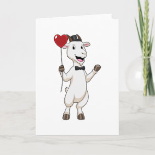 Carte Goat as Groom avec Heart Balloon