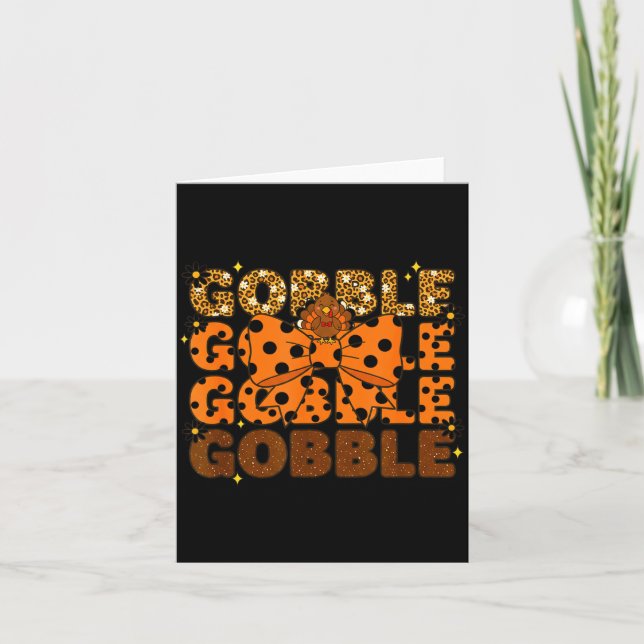 Carte Gobble Gobble Gobble Thanksgiving Turkey Leopard B (Devant)