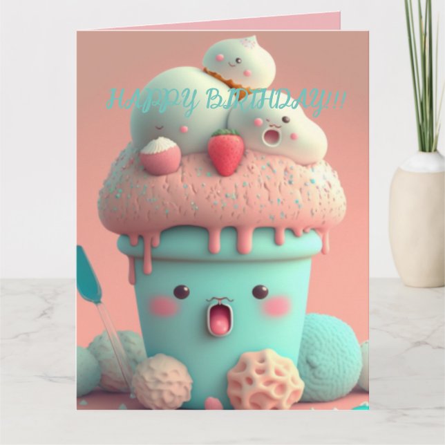 Carte Gobelet de glace Kawaii    (Devant)