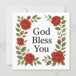 Carte God Bless You Religious Rose Floral Cards