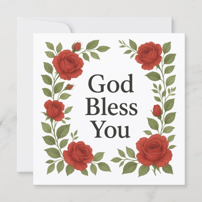 Carte God Bless You Religious Rose Floral Cards (Devant)