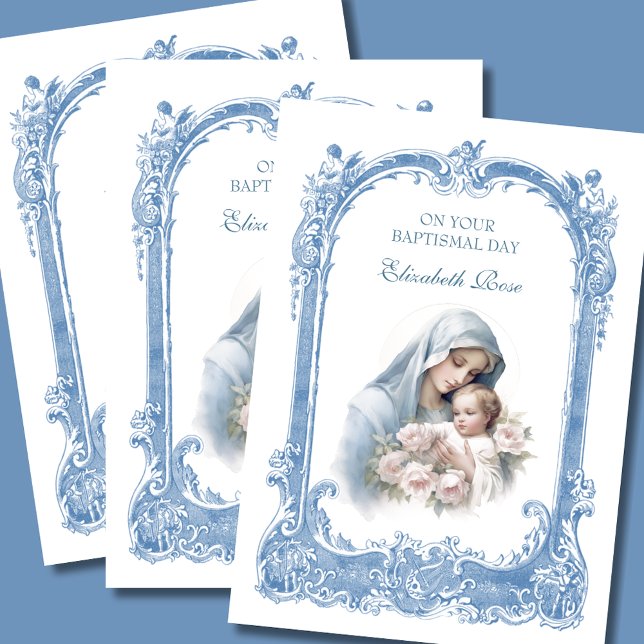 Carte Godchild Baptême bébé fille Christening Marie Jésu (Créateur téléchargé)