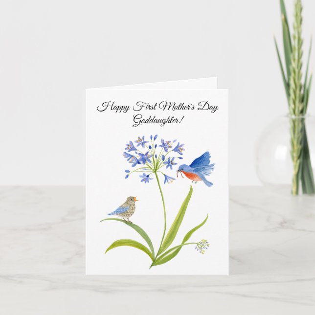Carte Goddaughter Happy First Mother’s Day Bluebird  (Devant)