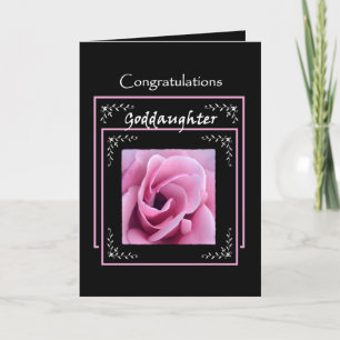 Carte GODDAUGHTER Mariage Félicitations Rose rose Rose