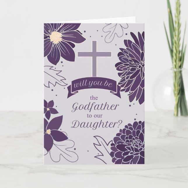 Carte Godfather Demande de fille Bold Plum Botanique (Devant)