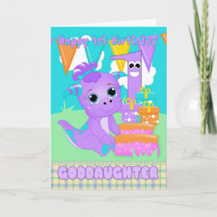 Carte Godgirl 1er anniversaire mignon petit monstre