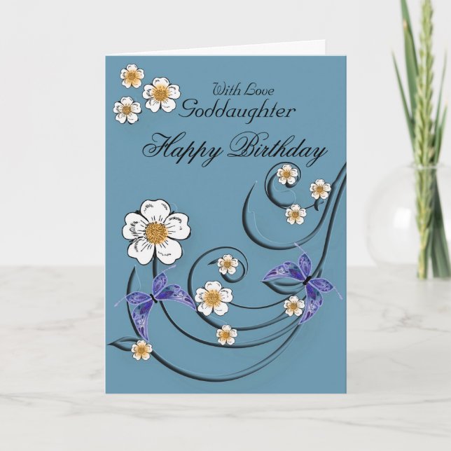 Carte Godgirl - Anniversaire - Floral aux papillons (Devant)