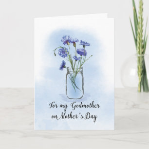 Carte Godmère Fête des mères Cornflowers à Mason Jar