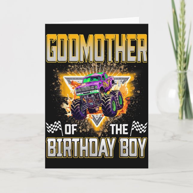 Carte Godmother Of The Birthday Boy Monster Truck Birthd (Devant)