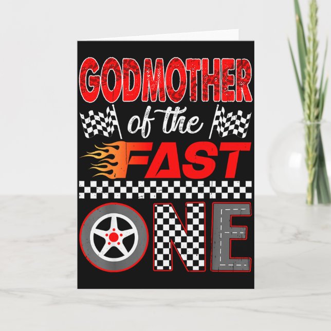 Carte Godmother Of The Fast One First Birthday Racing Ca (Devant)
