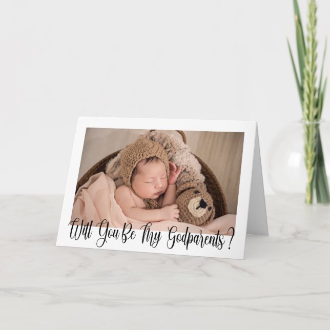Carte Godparents Proposition Photo Calligraphie (Devant)