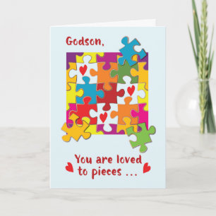 Carte Godson Anniversaire Puzzle Amour aux pièces