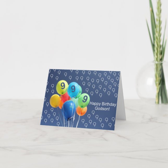 Carte Godson, ballons colorés à 9 ans (Devant)