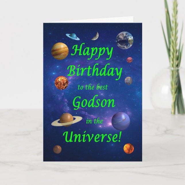 Carte Godson Birthday Best in the Universe (Devant)