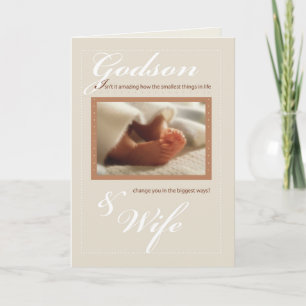 Carte Godson & Femme Félicitations Nouveau Pieds bébé
