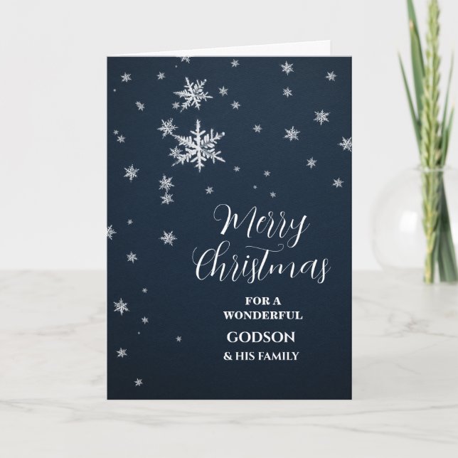 Carte Godson moderne neige et famille Joyeux Noël (Devant)
