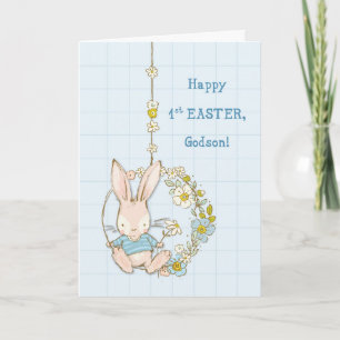 Carte Godson Premier 1er lapin mou de Pâques en souffle