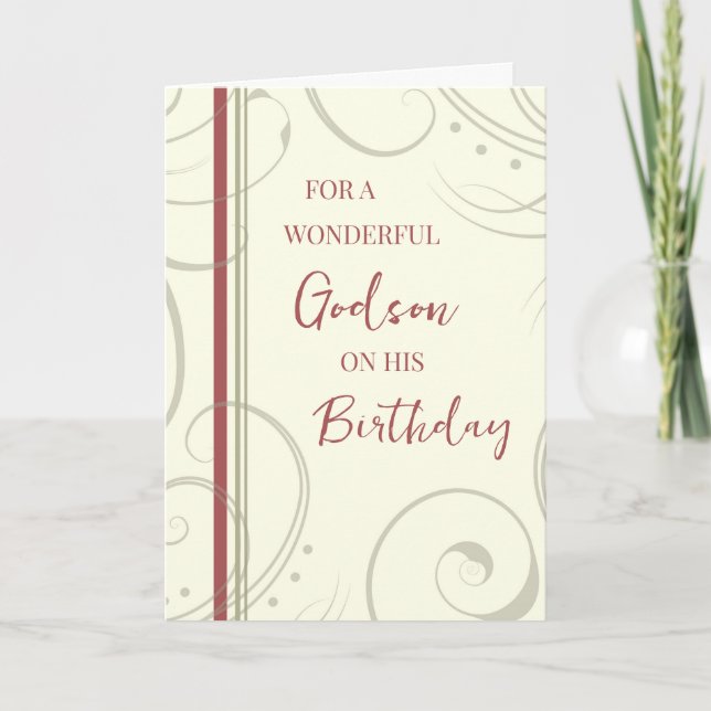 Carte Godson rouge et beige Anniversaire (Devant)