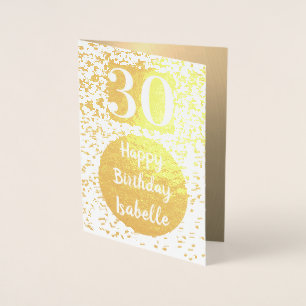 Carte Gold 30th Birthday Card personnalisée