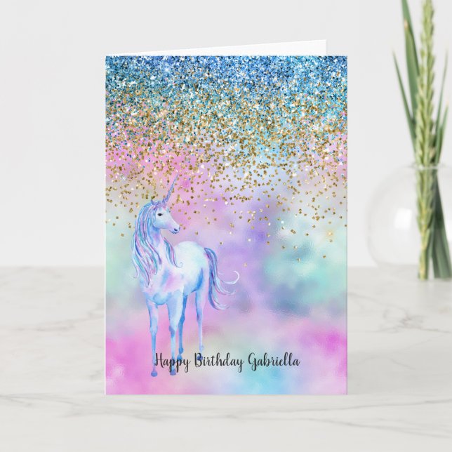 Carte Gold Aqua Parties scintillant Purple White  (Devant)