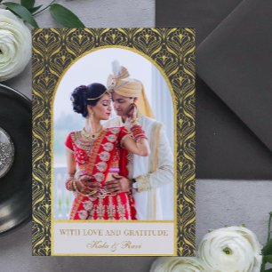 Carte Gold Art déco Mariage Merci photo