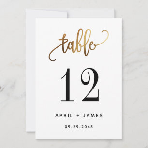 Carte Gold Black Lovely Script Typographie Numéro de tab