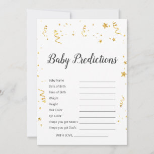 Carte Gold Celebration Baby shower Baby Predictions Jeu