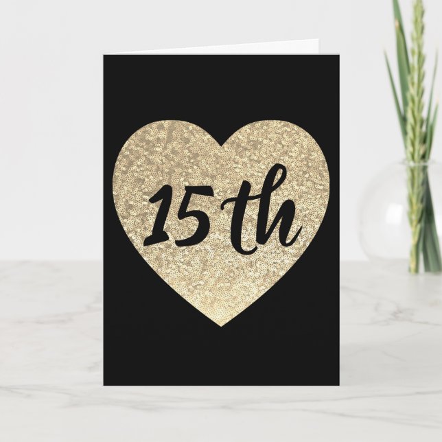 Carte Gold coeur 15e anniversaire (Devant)