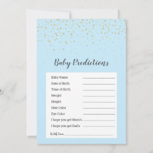 Carte Gold Confetti Blue Douche "Baby Predictions" Jeu