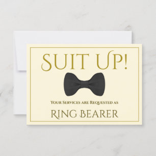 Carte Gold & Cream Suit Up Be My Ring Bearer Card