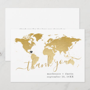 Carte Gold de mariage de destination personnalisée