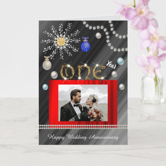 Carte Gold Diamond Gem 1er anniversaire Mariage (Orchidée)