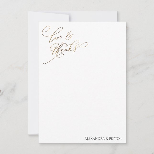 Carte Gold Elegant Calligraphy Love and Thanks (Devant)