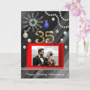 Carte Gold Emerald Parties scintillant Gem 35e anniversa