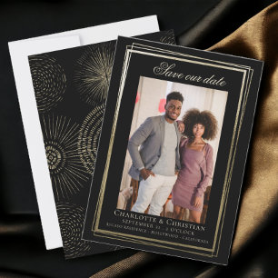 Carte Gold et Black Modern Save Our Date Mariage