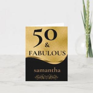 Carte Gold et Black Parties scintillant 50 & Fabuleux an