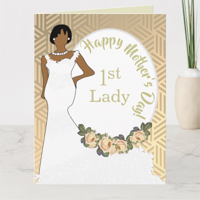 Carte Gold Floral African American 1st Lady Fête des mèr (Devant)