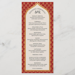 Carte Gold Floral Indian & Hindu Wedding Program C