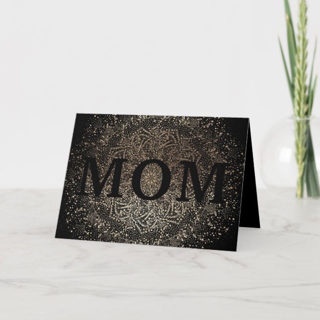 Carte Gold Floral MOM Formellement Élégante Fête des mèr (Devant)