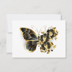 Carte Gold flower Butterfly with Black Orchid