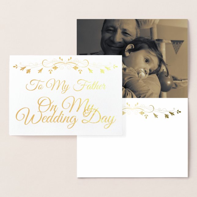 Carte Gold Foil à mon père le jour de mon mariage (Affichage)