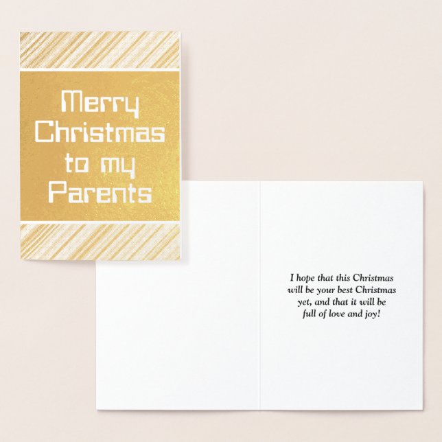 Carte Gold Foil "Joyeux Noël à mes parents" (Affichage)