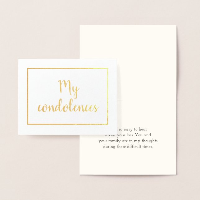 Carte Gold Foil "Mes condoléances" (Affichage)