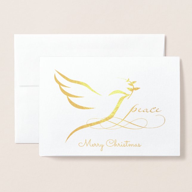 Carte Gold Foil Peace Dove (Devant avec enveloppe)
