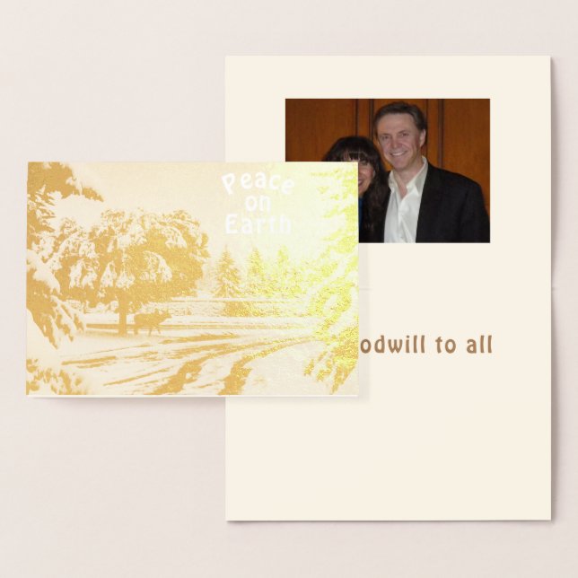 Carte Gold Foil Peace on Earth Elk Scene (Affichage)