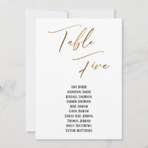 Carte Gold Handwriting Tableau Cinq places