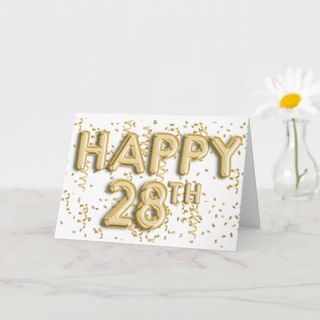 Carte Gold Happy 28e anniversaire (Petite plante)