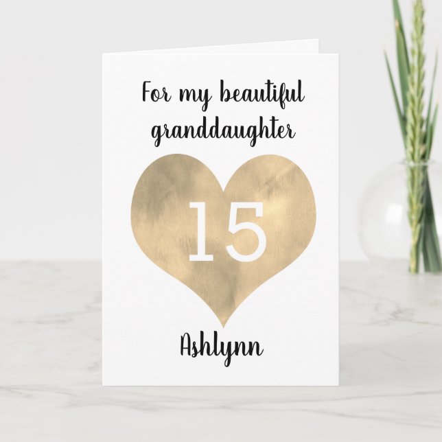 Carte Gold Heart Happy 15e anniversaire (Devant)